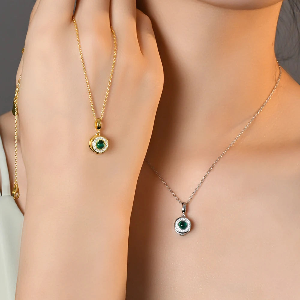 18K Gold Plated Sterling Silver Emerald Pendant Necklace