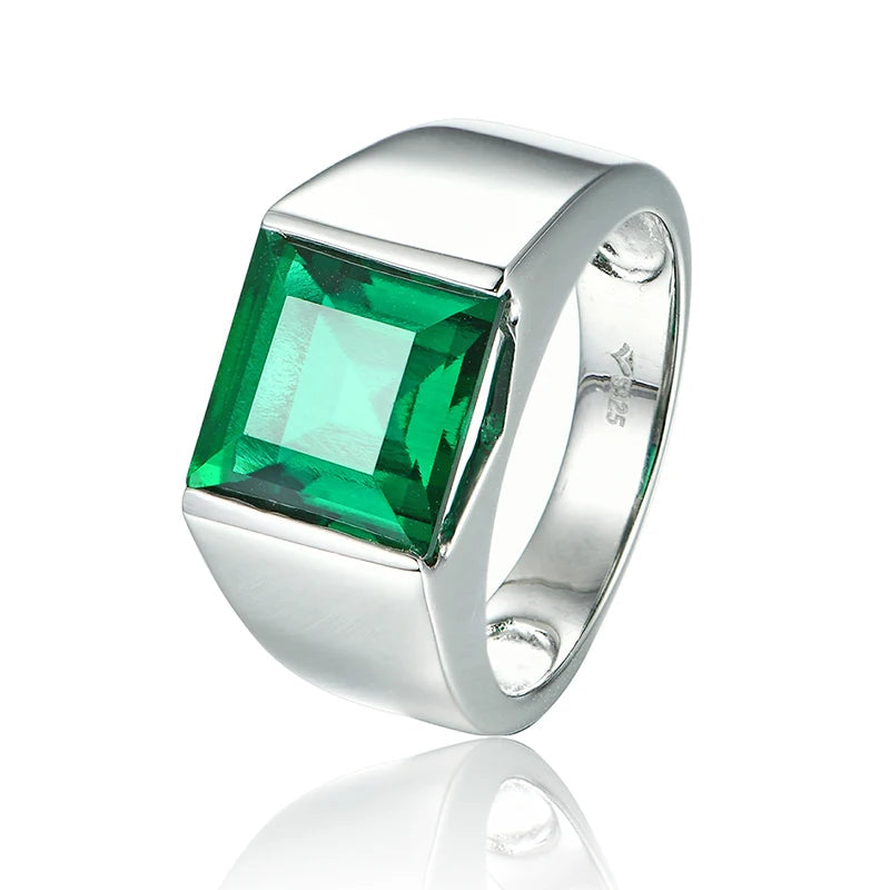 Men’s Sterling Silver Emerald Ring
