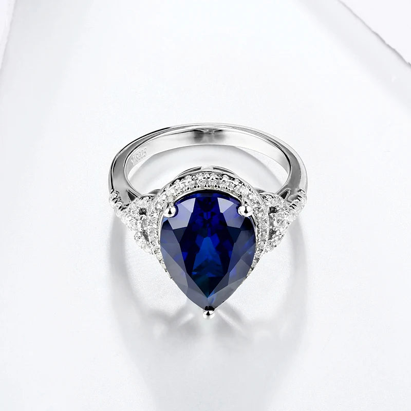 Sterling Silver Blue Sapphire Ring – 6.8 Carat Royal Blue Gemstone