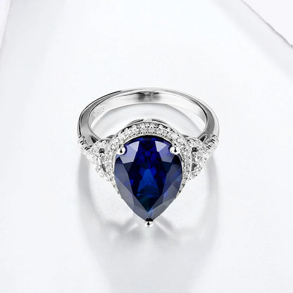Sterling Silver Blue Sapphire Ring – 6.8 Carat Royal Blue Gemstone