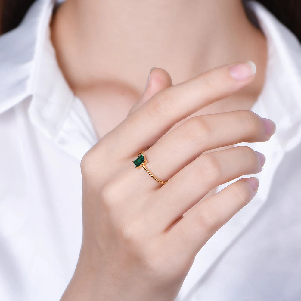 Sterling Silver Emerald Ring