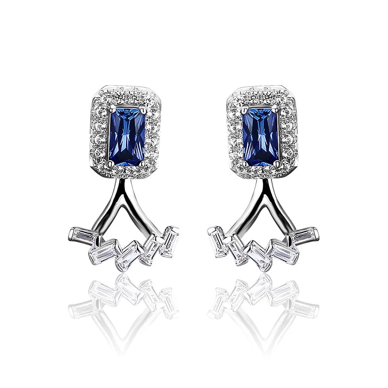 Sterling Silver Blue Sapphire Stud Earrings