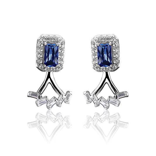 Sterling Silver Blue Sapphire Stud Earrings