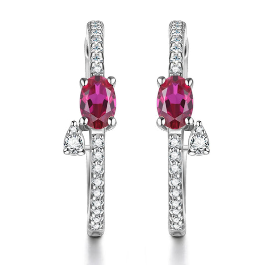 Sterling Silver Ruby Stud Earrings