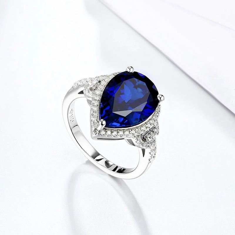 Sterling Silver Blue Sapphire Ring – 6.8 Carat Royal Blue Gemstone