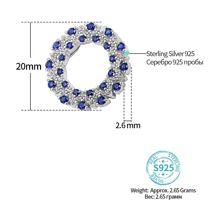 Sterling Silver Blue Sapphire Halo Pendant Necklace