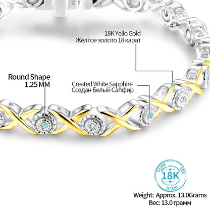 Sterling Silver 18K Gold Plated Tennis Bracelet