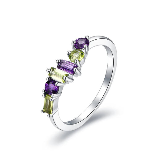 Sterling Silver Amethyst & Peridot Ring