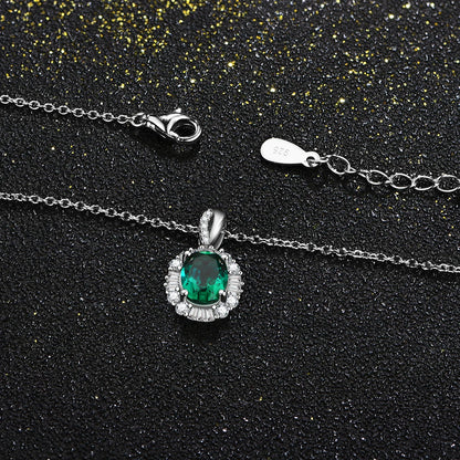 Sterling Silver Emerald Pendant Necklace