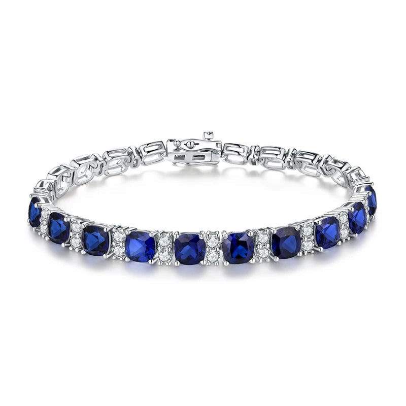 Sterling Silver Blue Spinel Tennis Bracelet