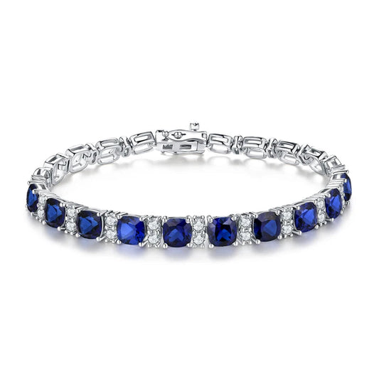 Sterling Silver Blue Spinel Tennis Bracelet