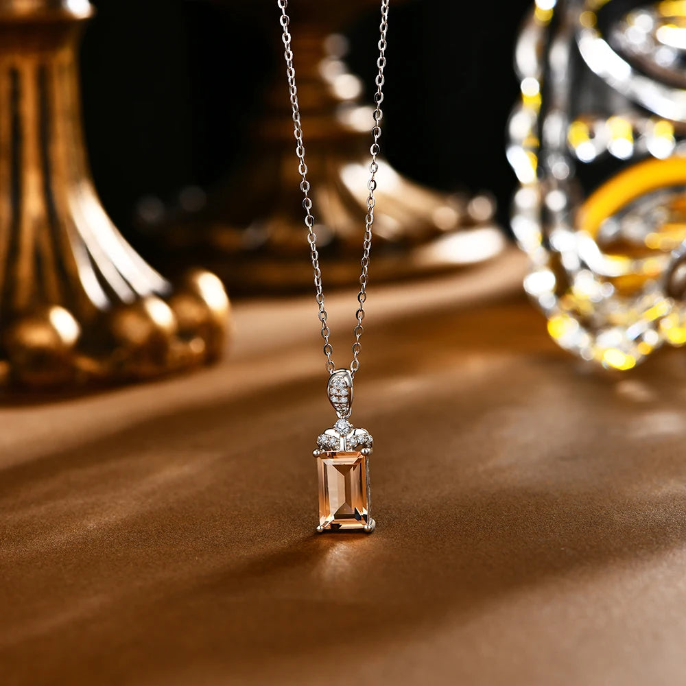 Sterling Silver Morganite Necklace