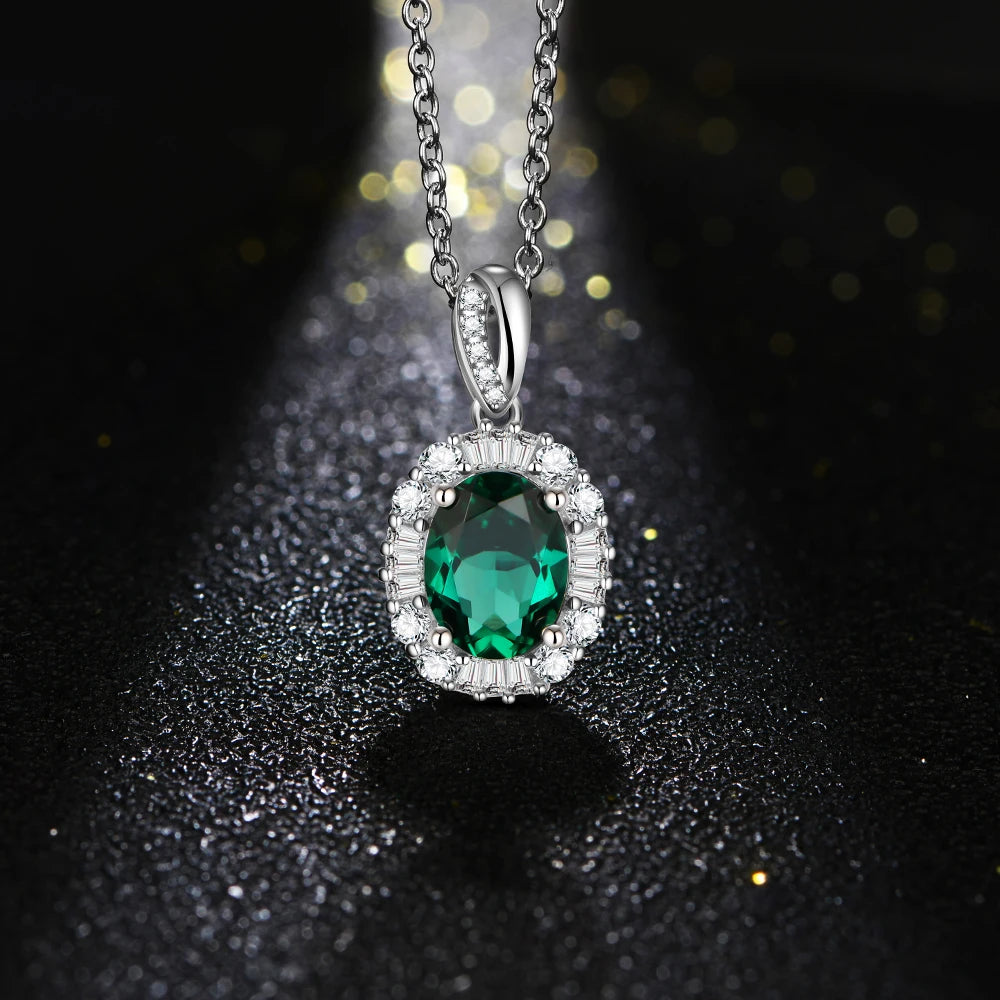 Sterling Silver Emerald Pendant Necklace