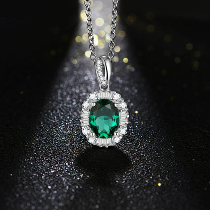 Sterling Silver Emerald Pendant Necklace