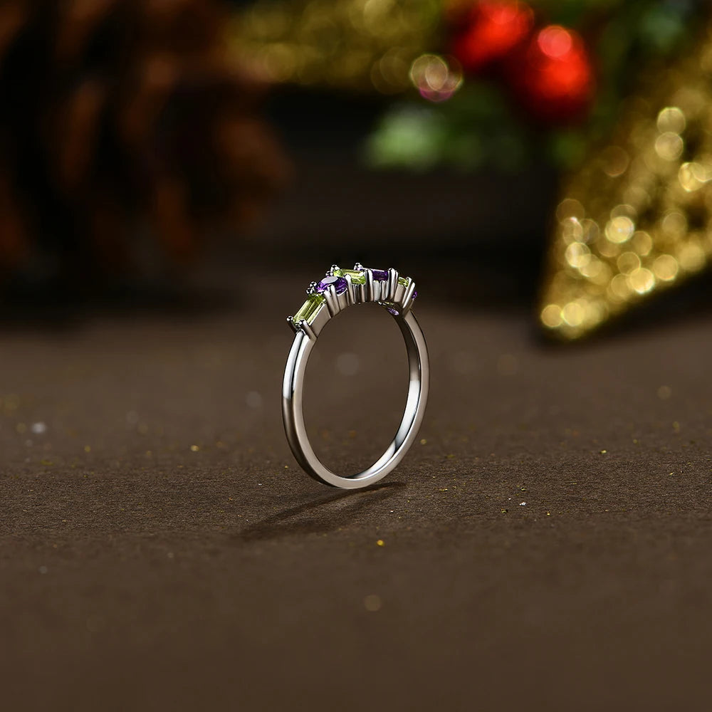 Sterling Silver Amethyst & Peridot Ring