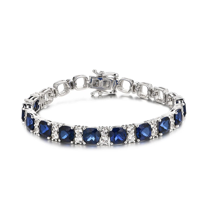 Sterling Silver Blue Spinel Tennis Bracelet