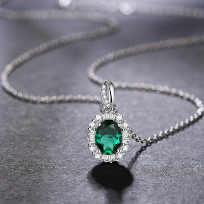 Sterling Silver Emerald Pendant Necklace