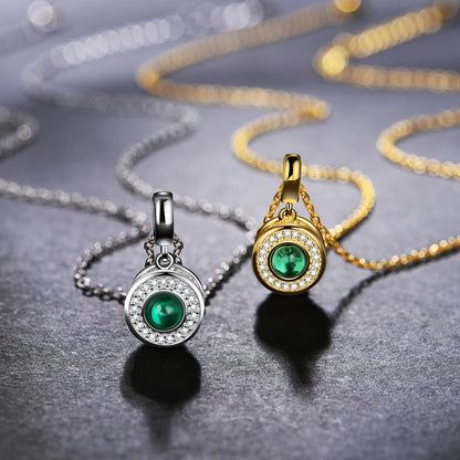 18K Gold Plated Sterling Silver Emerald Pendant Necklace