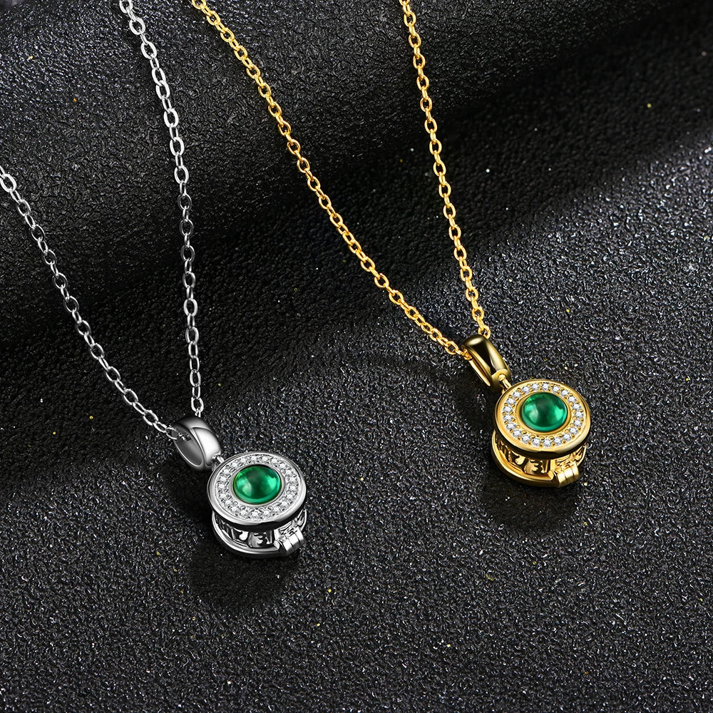 18K Gold Plated Sterling Silver Emerald Pendant Necklace
