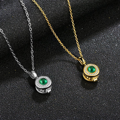18K Gold Plated Sterling Silver Emerald Pendant Necklace