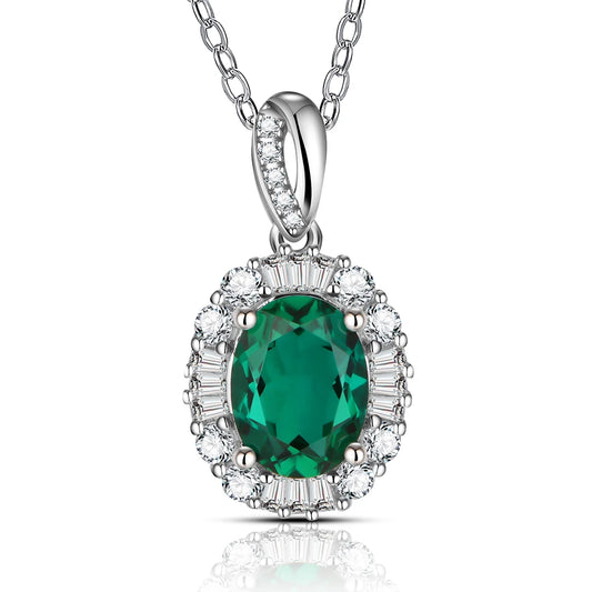 Sterling Silver Emerald Pendant Necklace