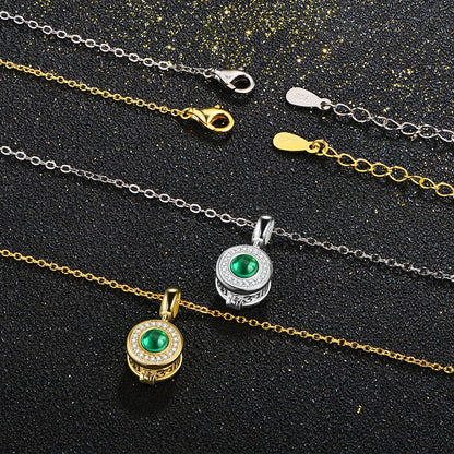 18K Gold Plated Sterling Silver Emerald Pendant Necklace