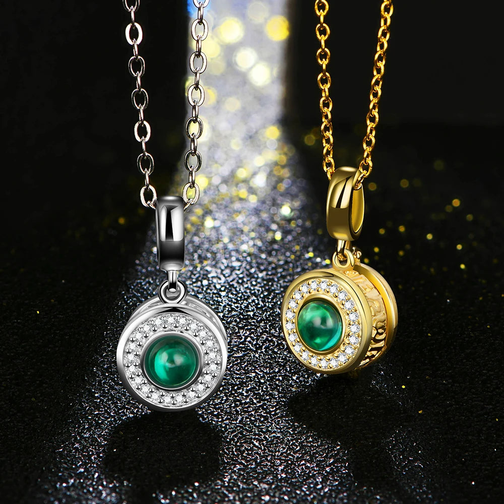 18K Gold Plated Sterling Silver Emerald Pendant Necklace