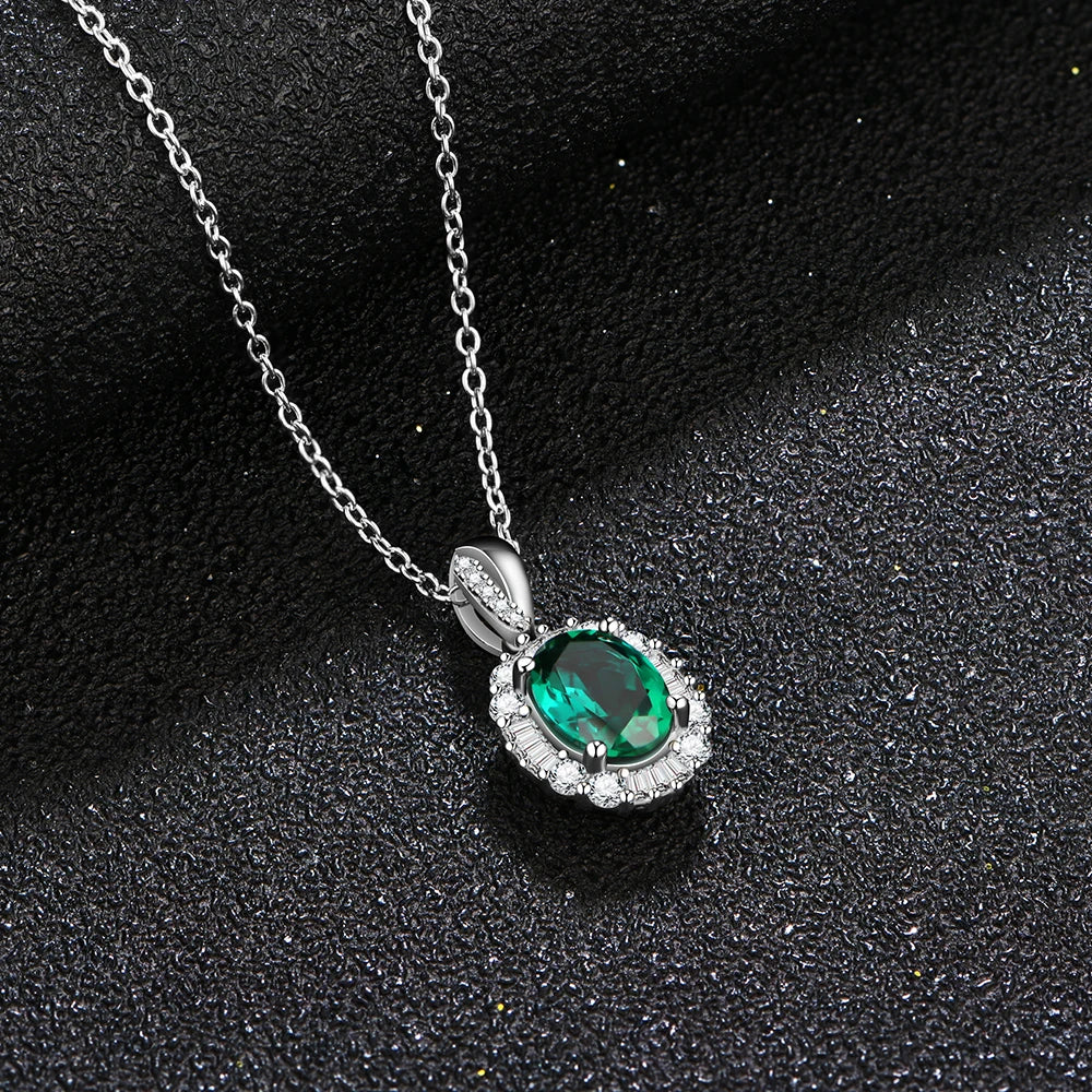 Sterling Silver Emerald Pendant Necklace