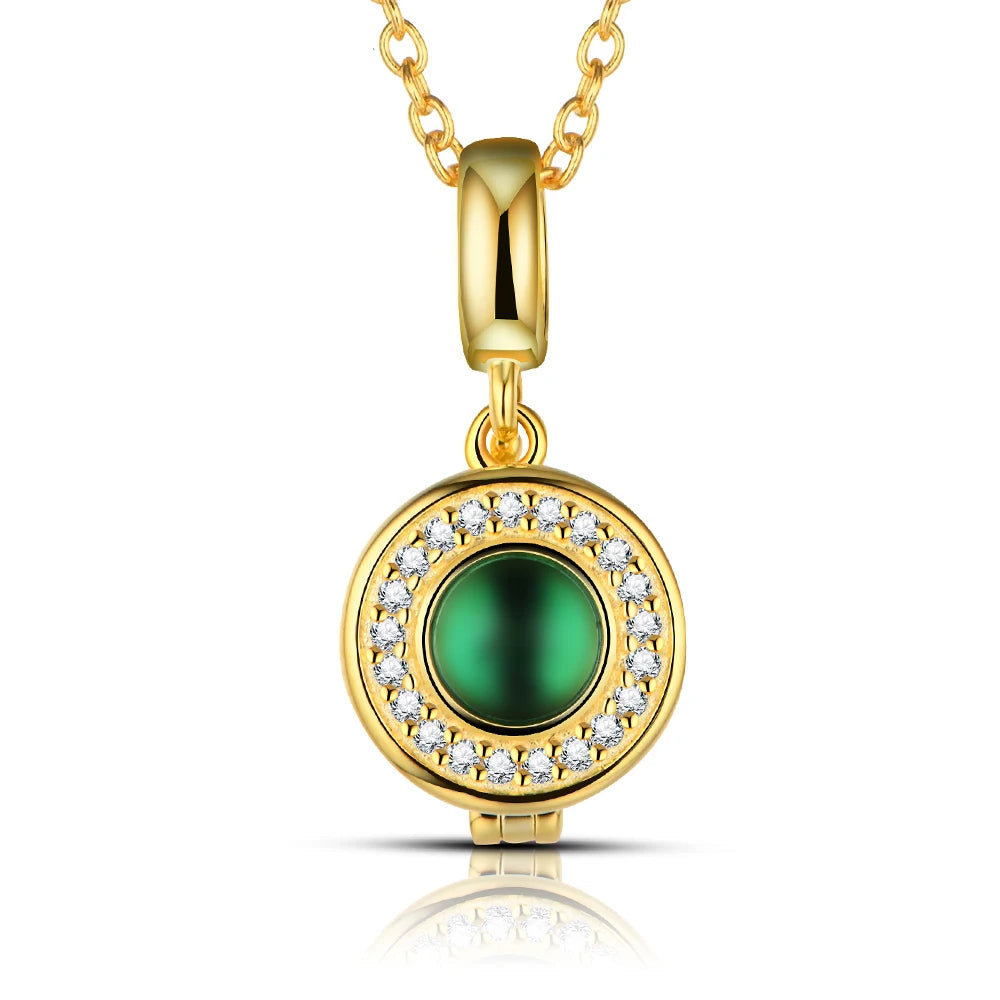 18K Gold Plated Sterling Silver Emerald Pendant Necklace