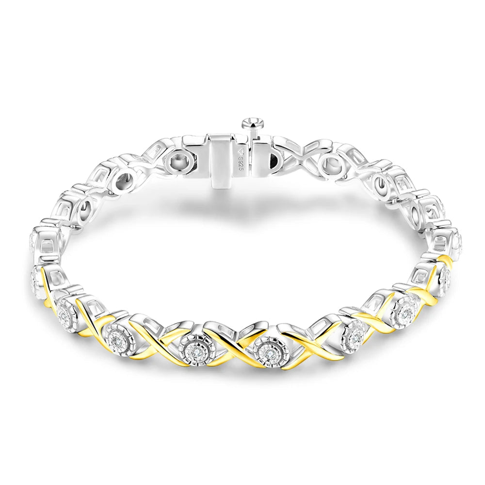 Sterling Silver 18K Gold Plated Tennis Bracelet
