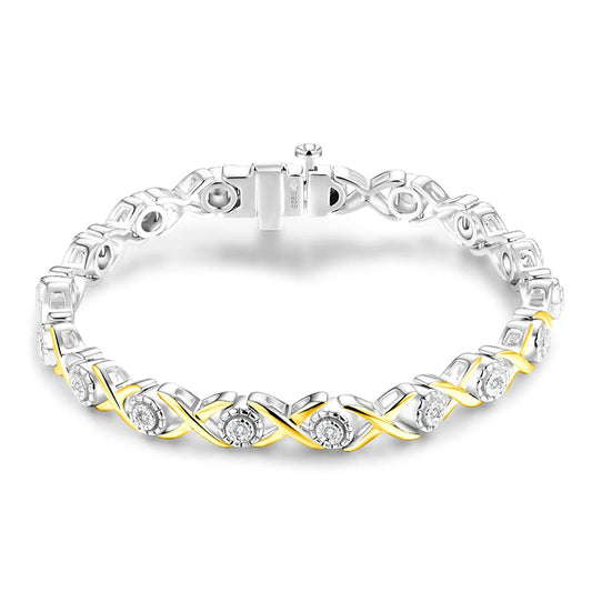 Sterling Silver 18K Gold Plated Tennis Bracelet