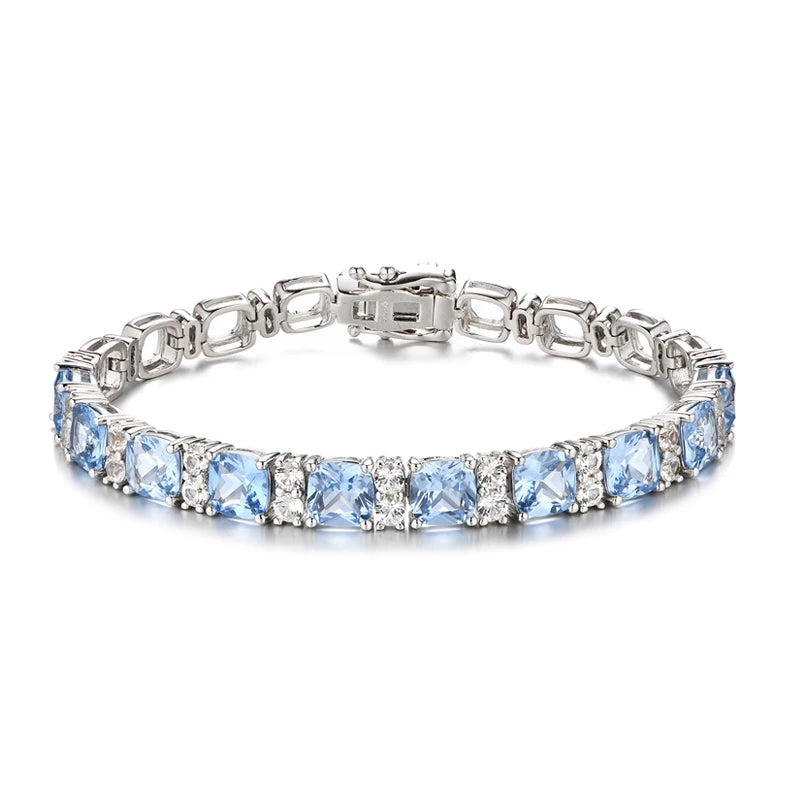 Sterling Silver Blue Spinel Tennis Bracelet