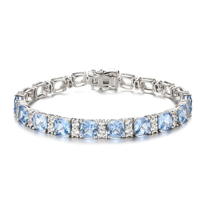 Sterling Silver Blue Spinel Tennis Bracelet